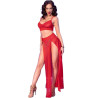 Chilirose - Cr 4850 Ensemble Top Et Leggings Rouge Avec Accessoires Dorés M